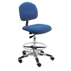 Fabric Chair With Adj.Footring and Aluminum Base, 20"-28" H  Single Lever Control